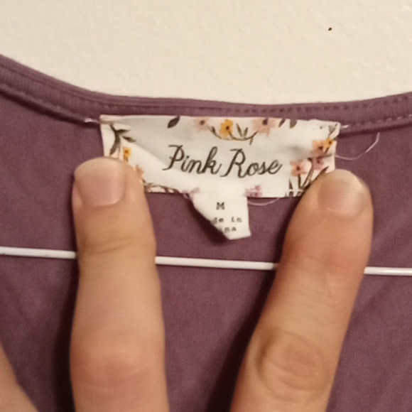 Pink Rose Purple Crop Top With Side Tie Size Medium - Picture 3 of 5
